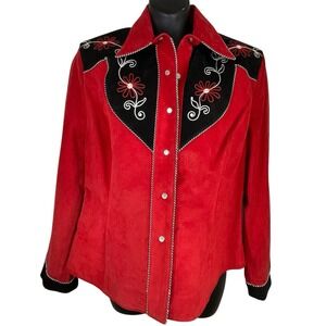 Vintage Phoenix USA Frontier‎ Collection Womens Jacket Red Leather Size Med USA